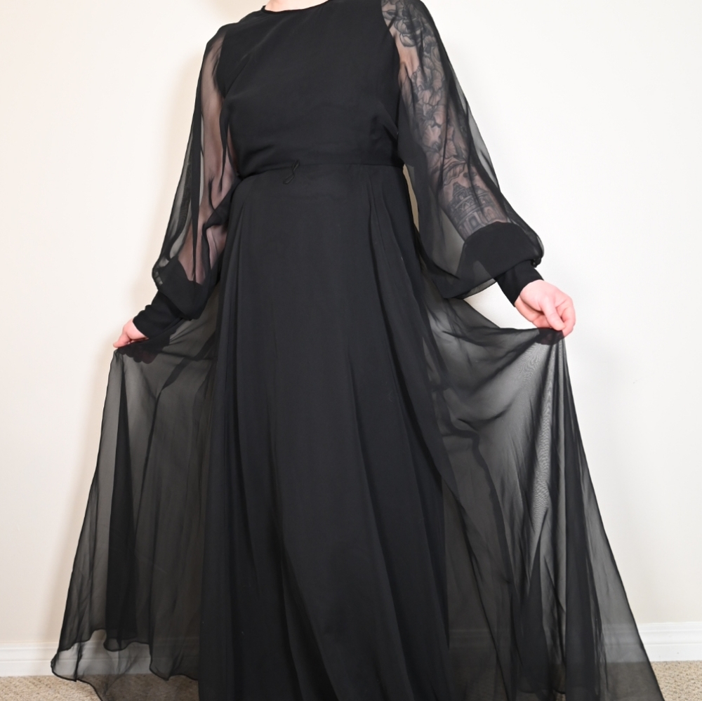 Vintage Sheer Layered Maxi Dress - Picture 1 of 3
